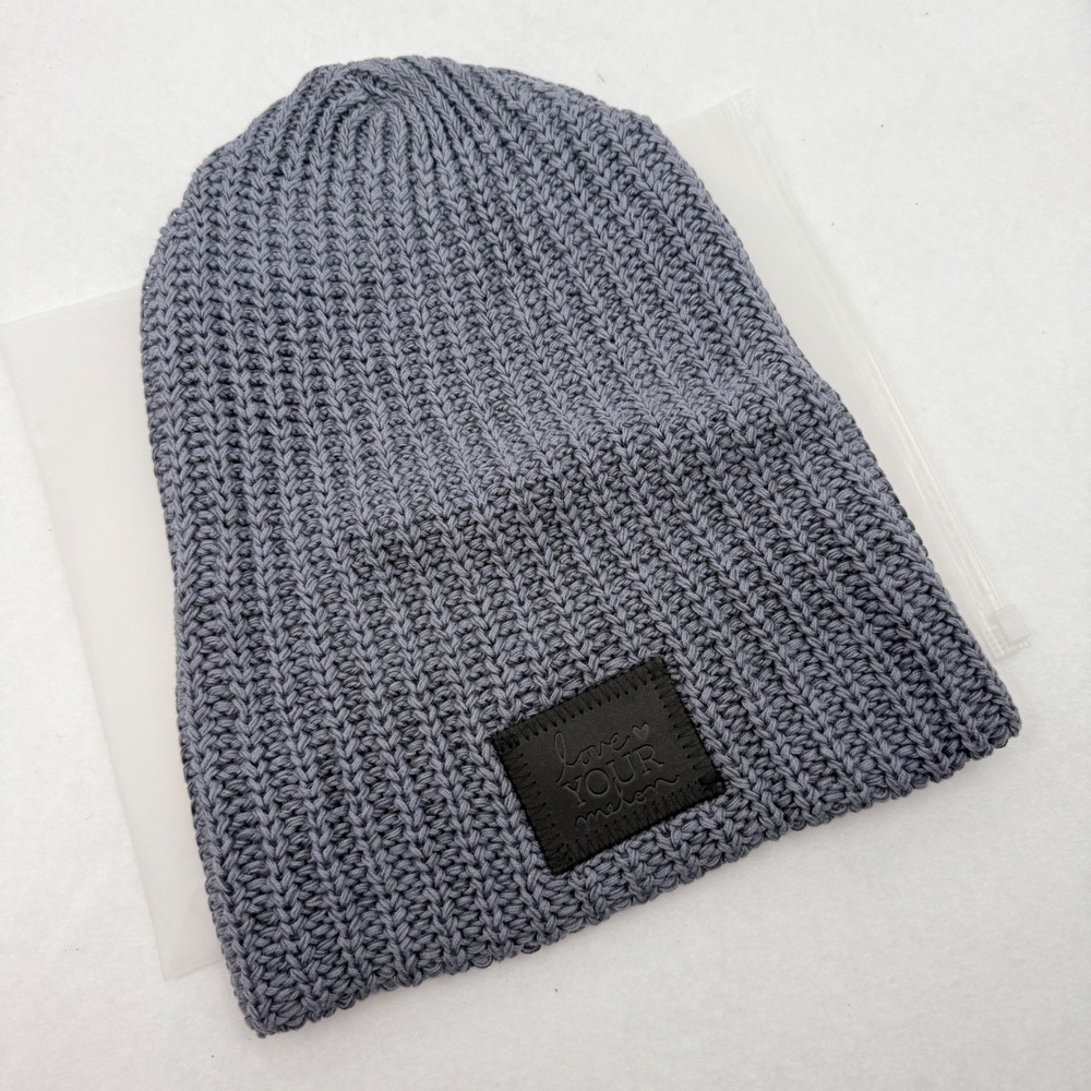 Love Your Melon Mako Beanie Hat Women OS Gray Ribbed Knit Slouchy Gorpcore Cozy